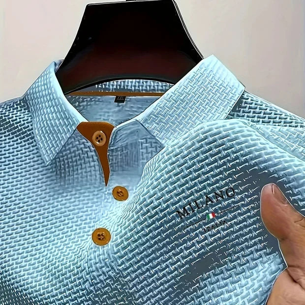 Men's Textured Polo Shirt | Regular Fit Knit Polo Top | Breathable Short Sleeve Shirt | Smart Casual Everyday Wear