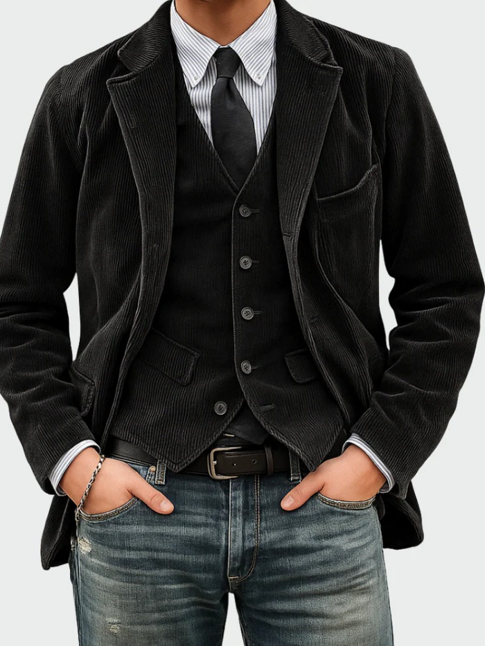 Men’s Blazer Set Corduroy Warmth Classic Tailored Style