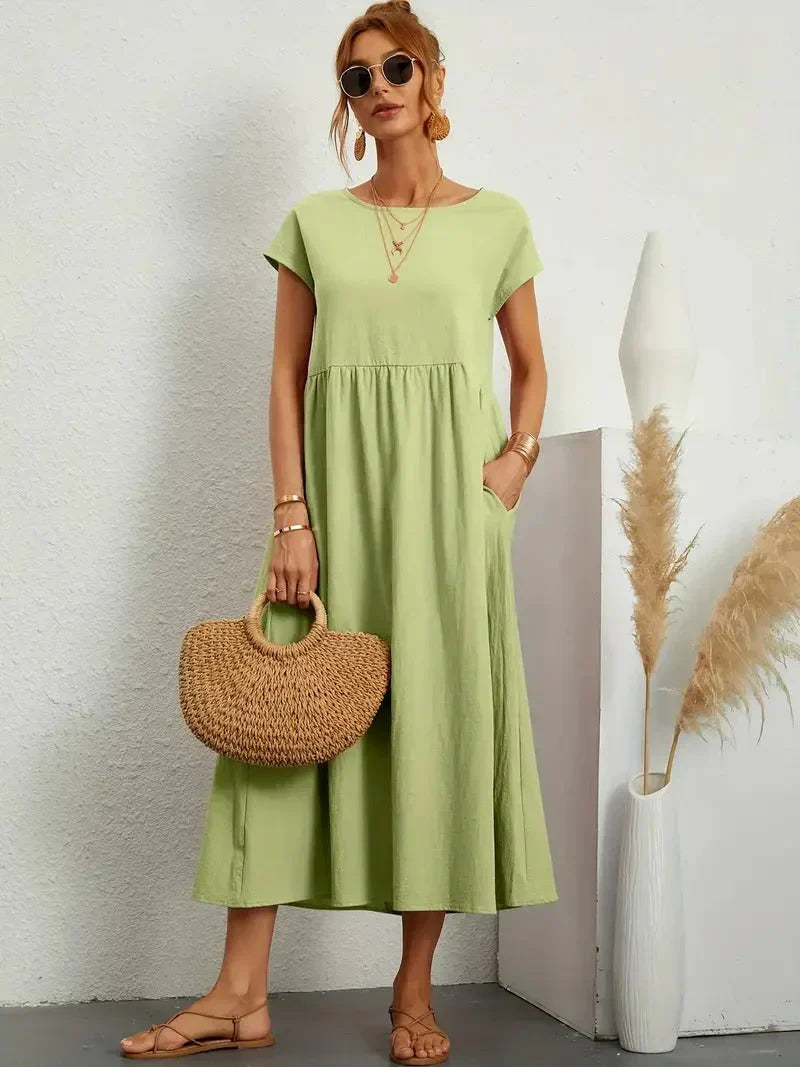 Women Elegant Short Sleeve Dress | Maxi