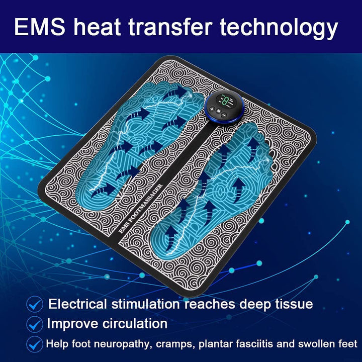 EMS Foot Massager | Improved Blood Circulation & Muscle Recovery - Acupressure with 6 Modes and 9 Intensity Levels