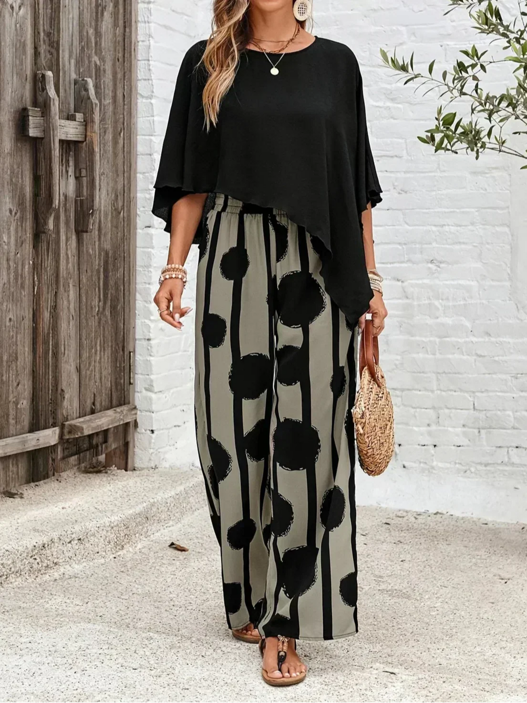 Comfortable Elastic Waist Two-Piece Set