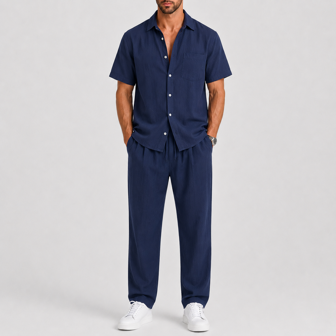 Men's Summer Set with Shirt and Wide Pants
