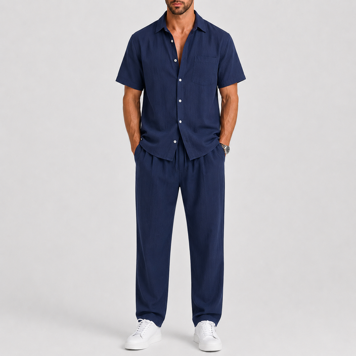 Men's Summer Set with Shirt and Wide Pants