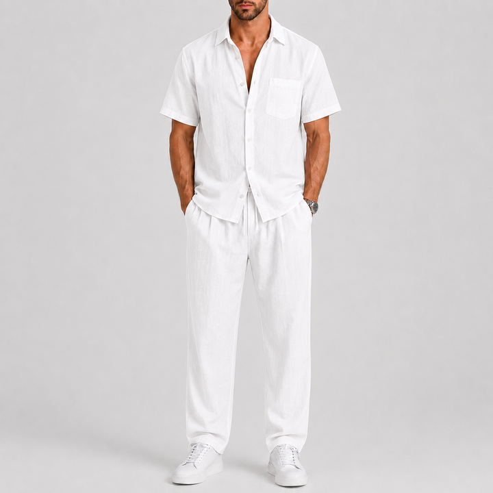 Men's Summer Set with Shirt and Wide Pants