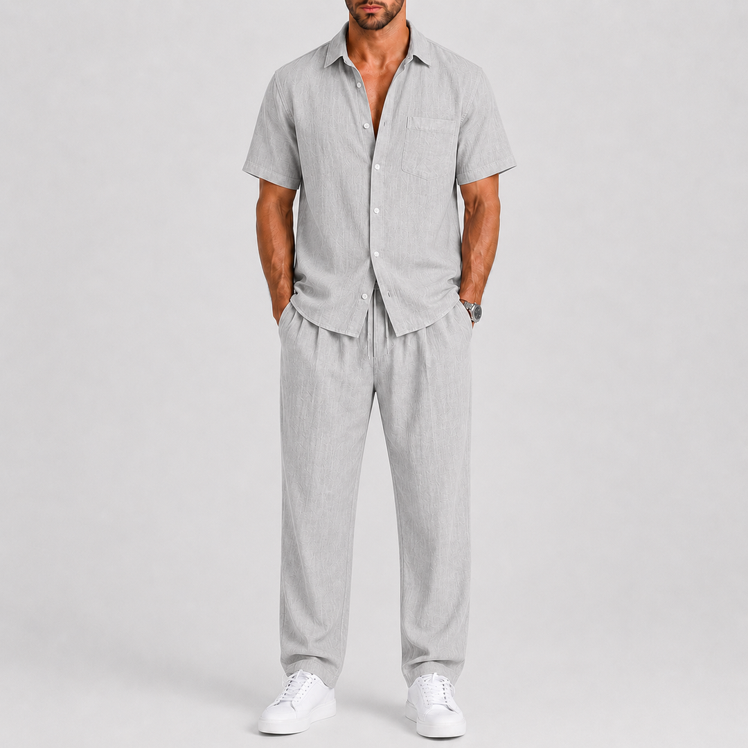 Men's Summer Set with Shirt and Wide Pants