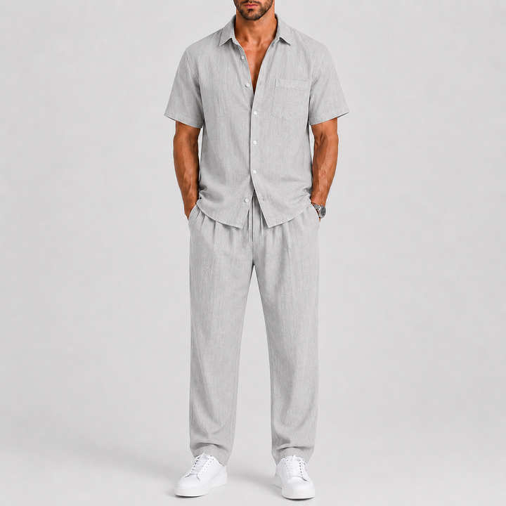 Men's Summer Set with Shirt and Wide Pants