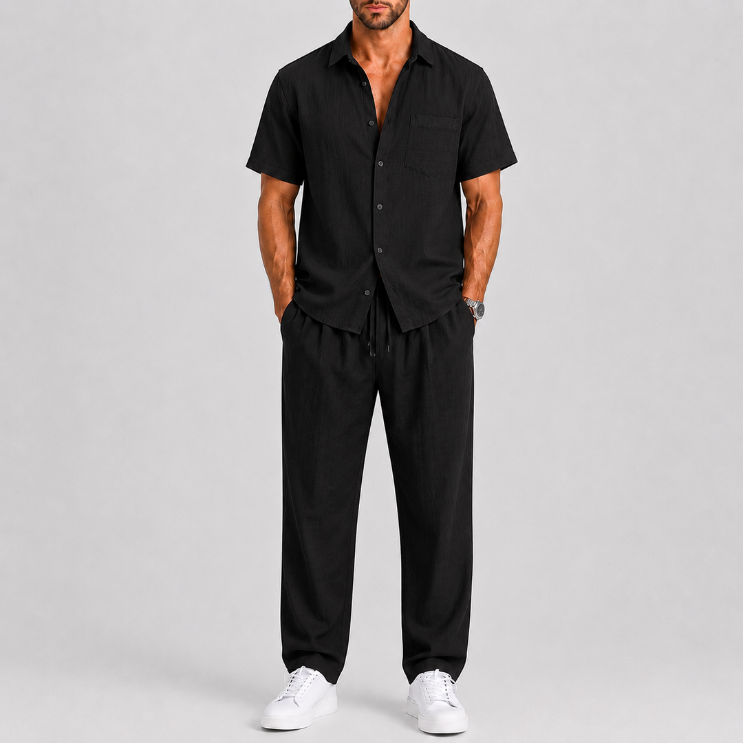 Men's Summer Set with Shirt and Wide Pants