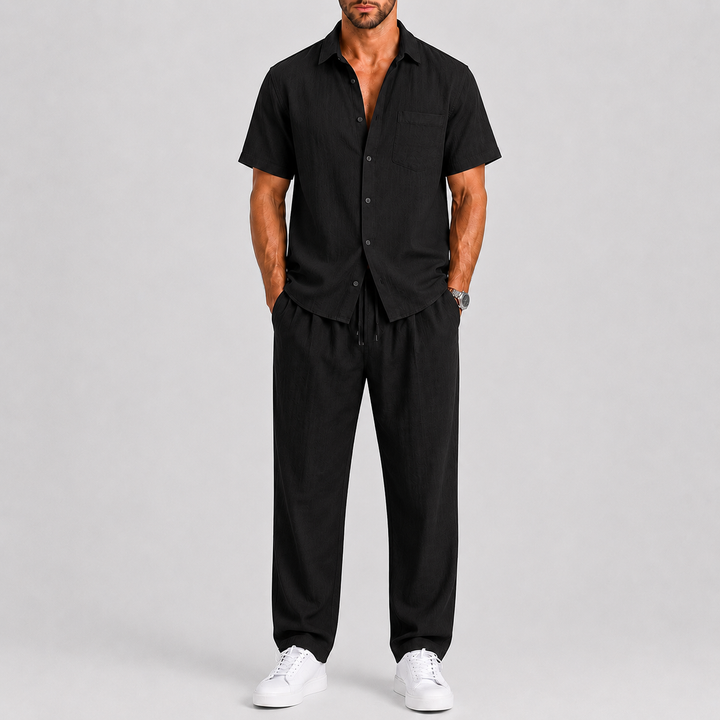 Men's Summer Set with Shirt and Wide Pants