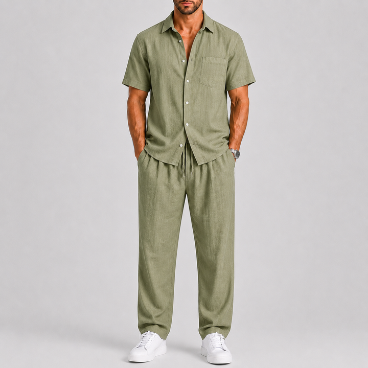 Men's Summer Set with Shirt and Wide Pants