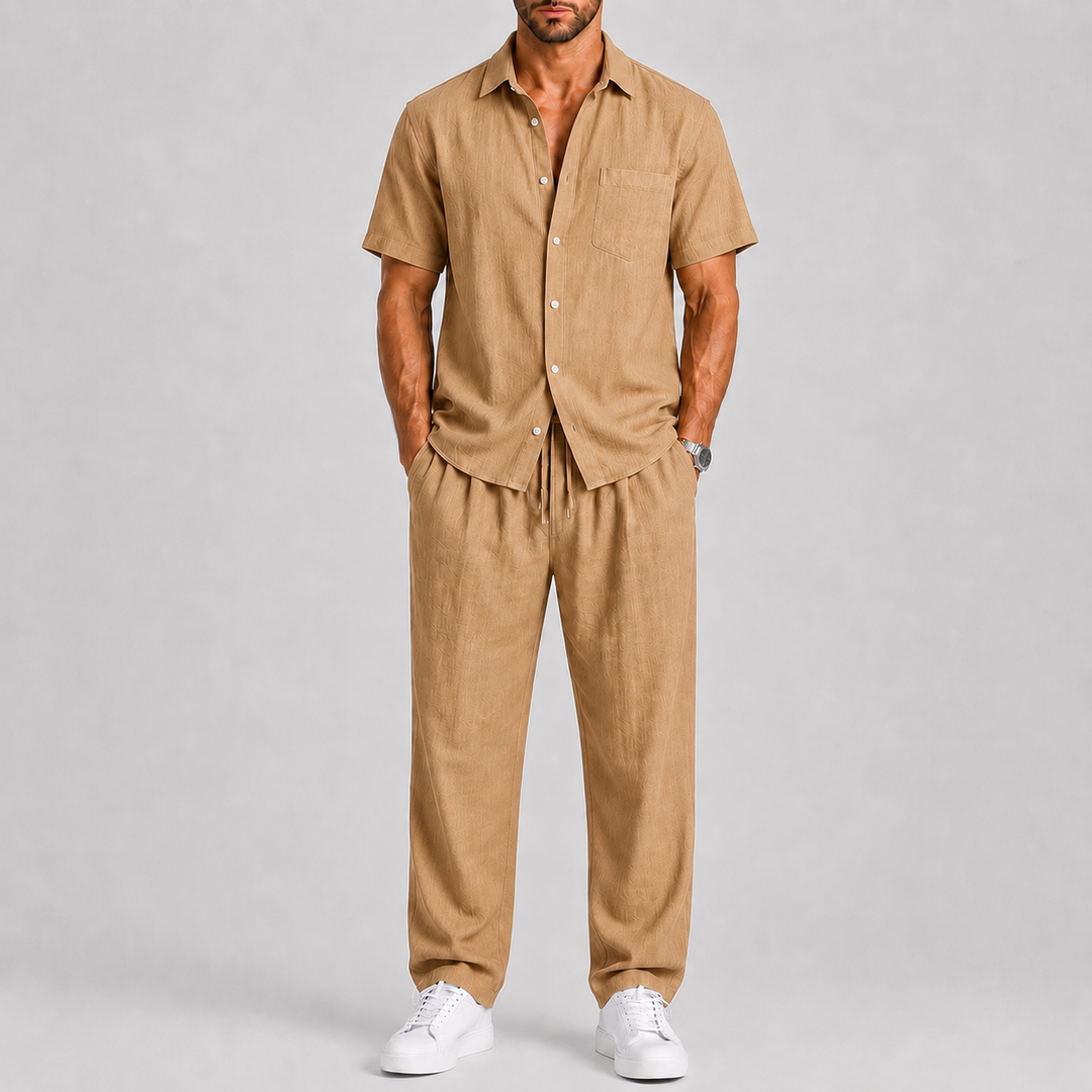 Men's Summer Set with Shirt and Wide Pants
