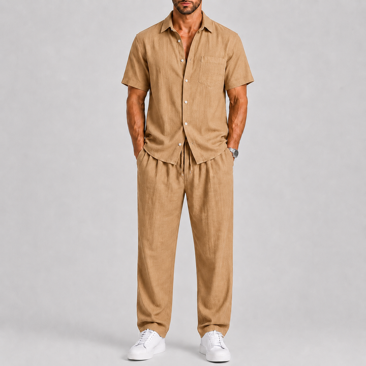 Men's Summer Set with Shirt and Wide Pants