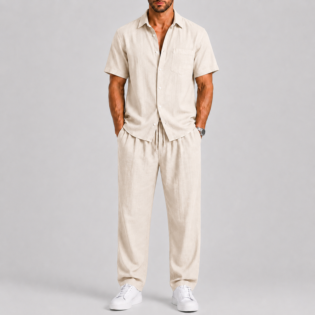 Men's Summer Set with Shirt and Wide Pants