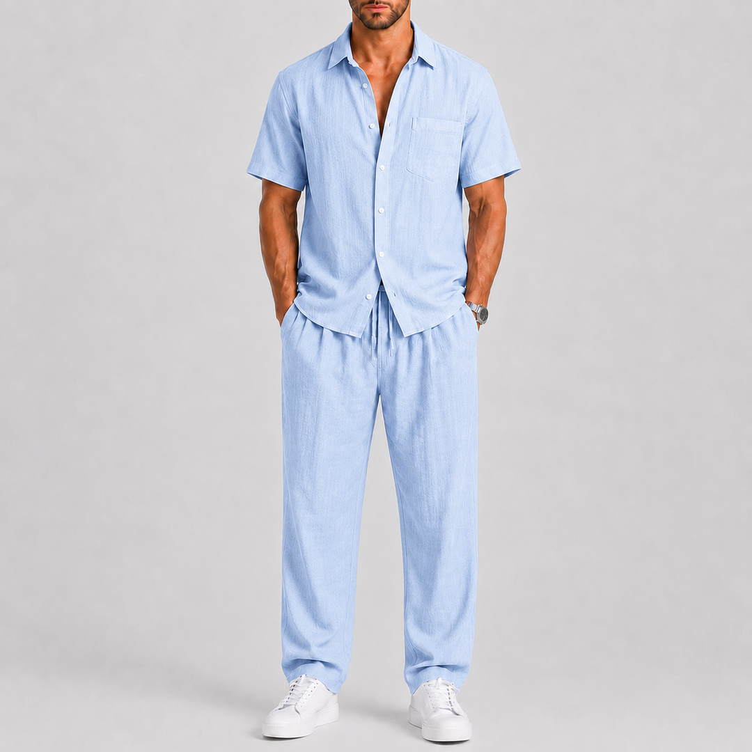 Men's Summer Set with Shirt and Wide Pants