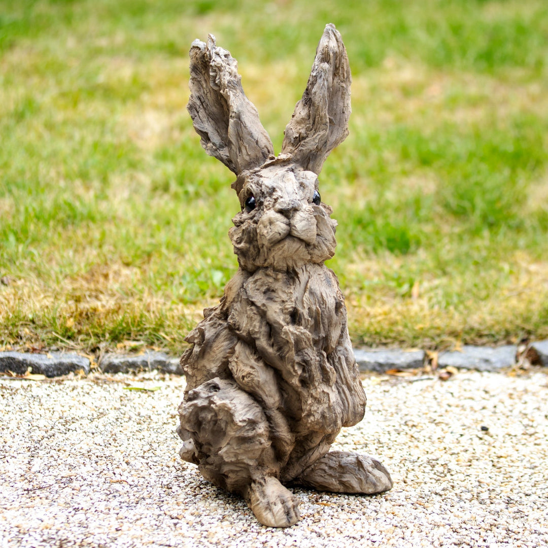 Wood Effect Hare Sculpture