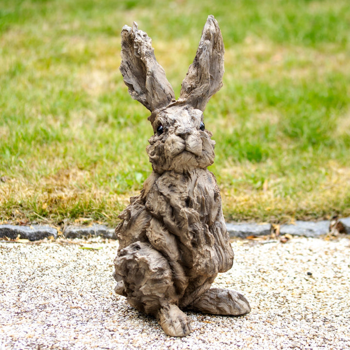 Wood Effect Hare Sculpture