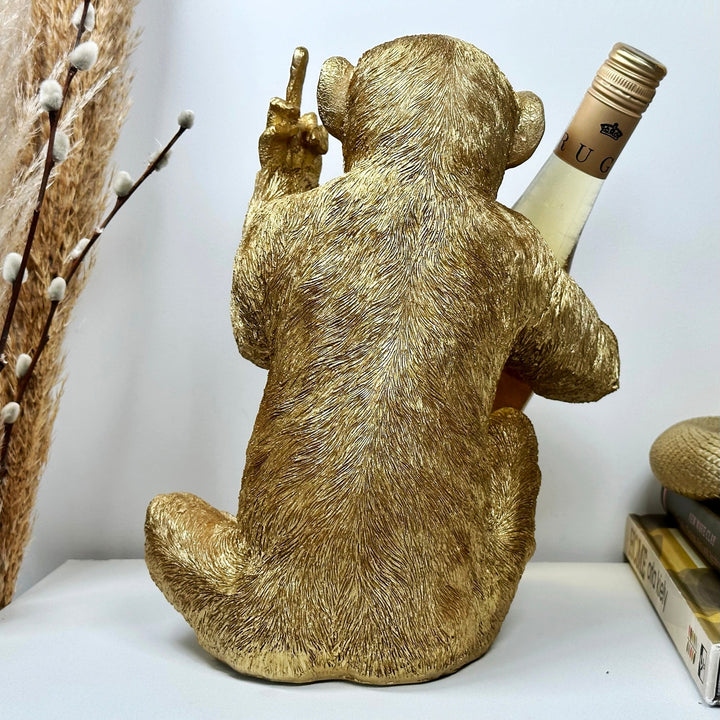 Gold Up Yours Monkey Wine Bottle Holder