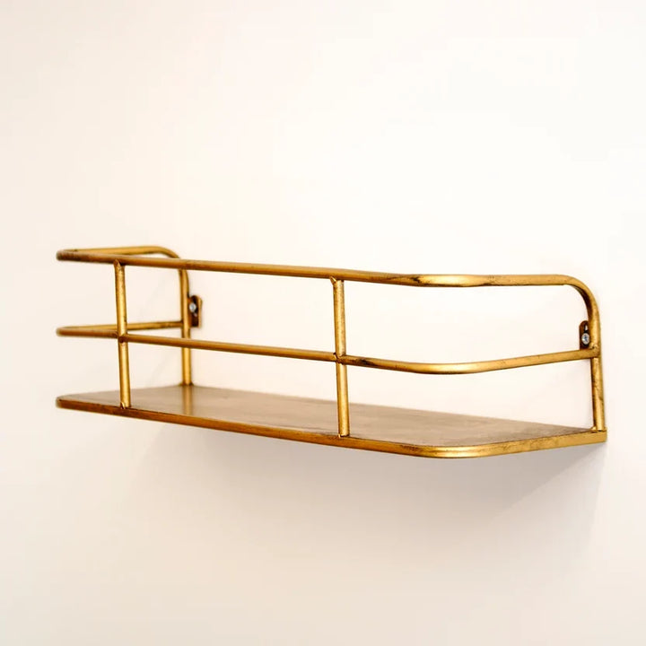 Industrial Gold Metal Shelving Unit | Open Storage Display Rack | Multi-Tier Steel Frame Design | Living Room Office Storage