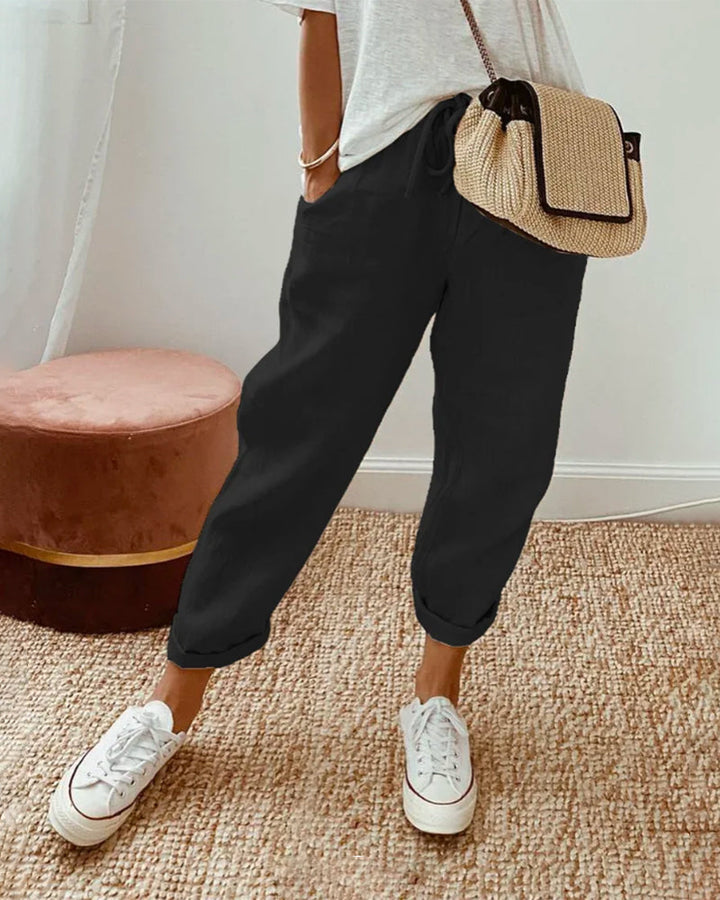 Women's Linen Pants with Elastic Waist