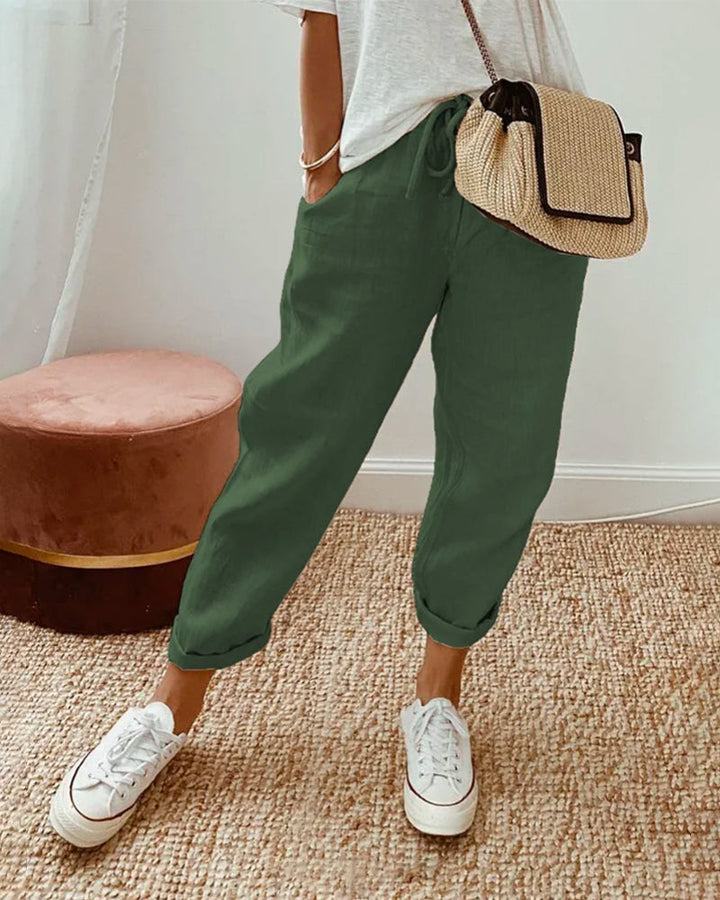 Women's Linen Pants with Elastic Waist