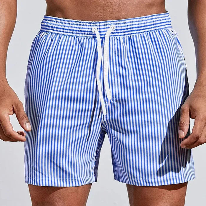 Men’s Striped Mid-Length Swim Shorts