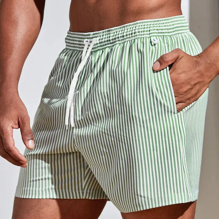 Men’s Striped Mid-Length Swim Shorts