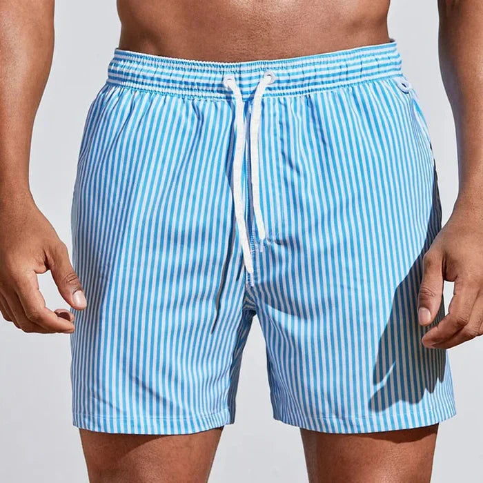 Men’s Striped Mid-Length Swim Shorts