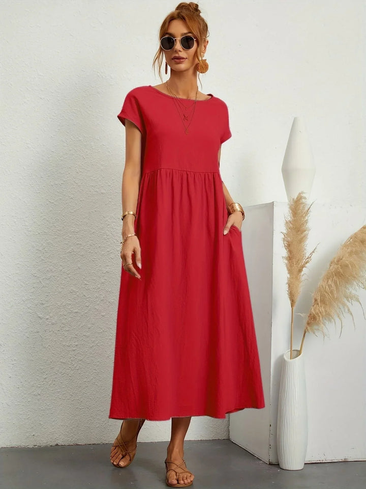 Women Elegant Short Sleeve Dress | Maxi