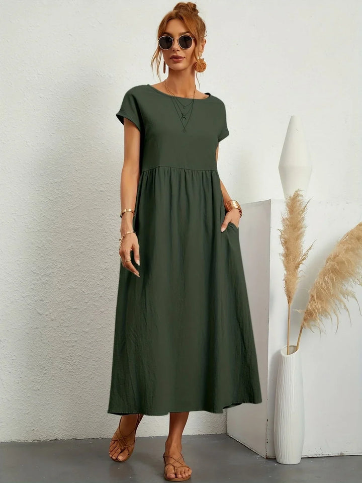 Women Elegant Short Sleeve Dress | Maxi