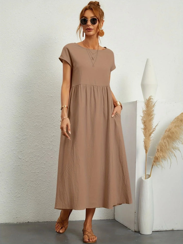 Women Elegant Short Sleeve Dress | Maxi