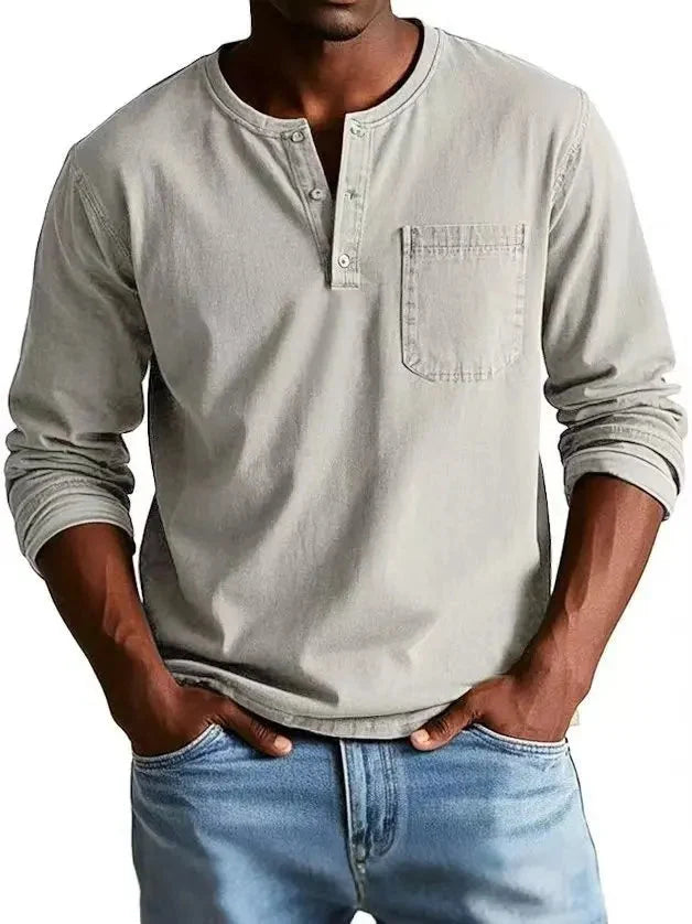 Vintage Henley Shirt for Men