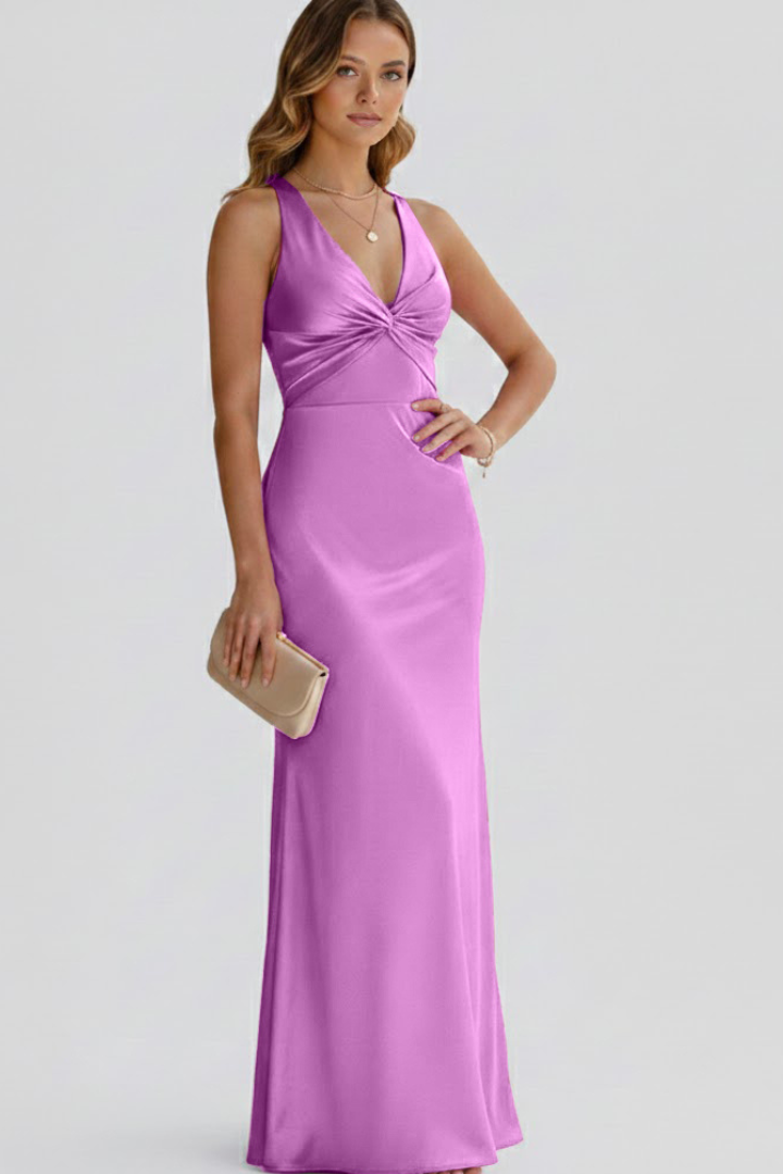 Women’s Maxi Dress with V-Neck and Fitted Waist