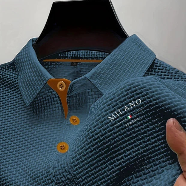 Men's Textured Polo Shirt | Regular Fit Knit Polo Top | Breathable Short Sleeve Shirt | Smart Casual Everyday Wear