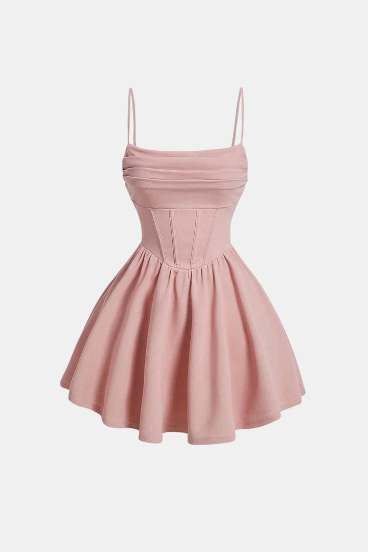 Women's Corset Mini Cocktail Dress | Ruched Bodycon Silhouette | Spaghetti Strap Party Dress | Evening Wedding Guest Occasion Wear