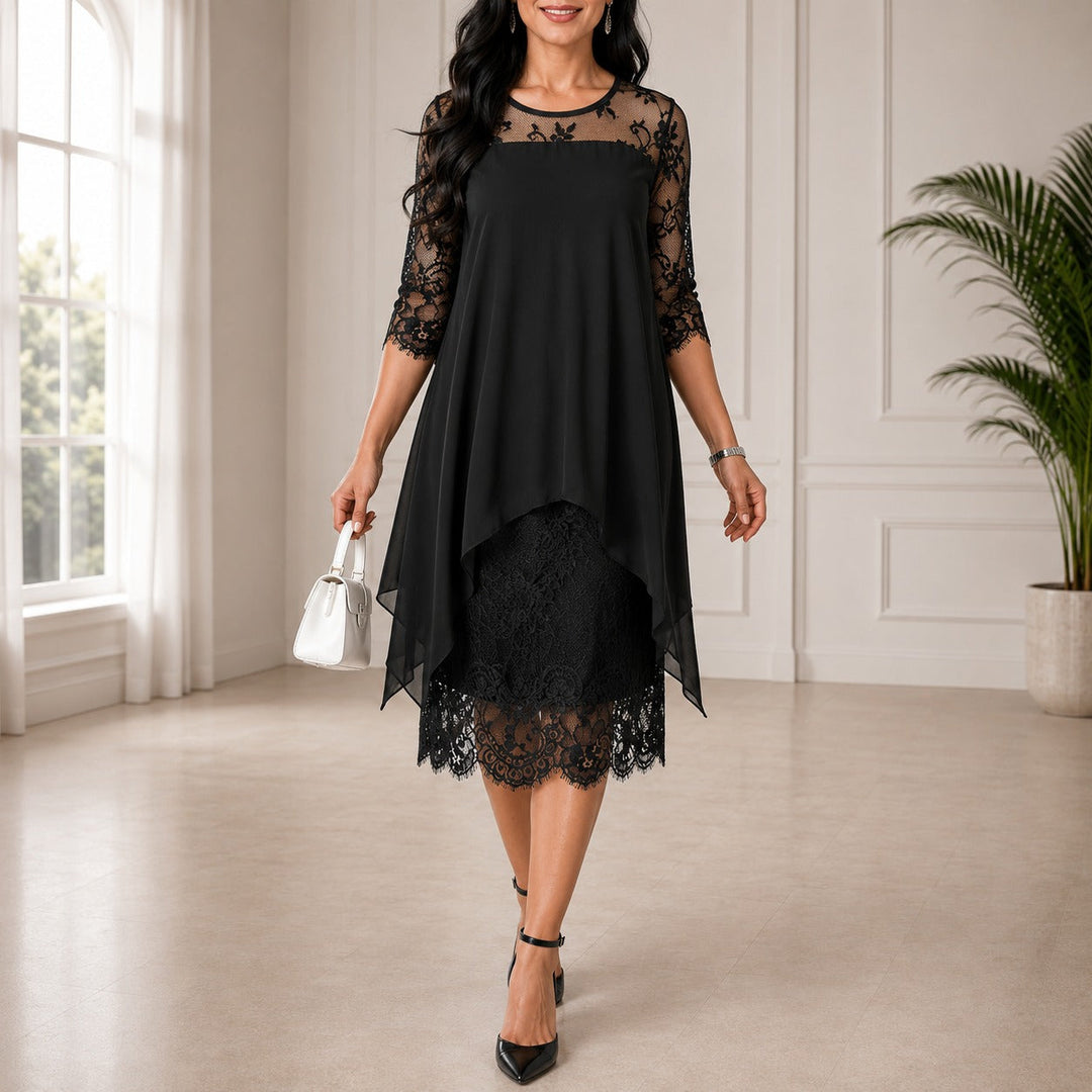 Stylish Plus Size Midi Evening Dress