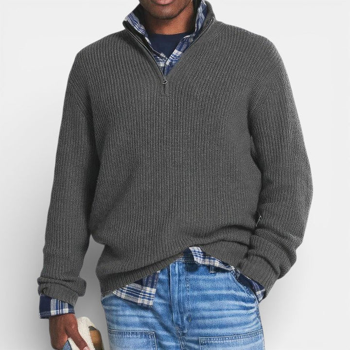 Men’s Timeless Half Zip Knit Sweater Classic Elegance