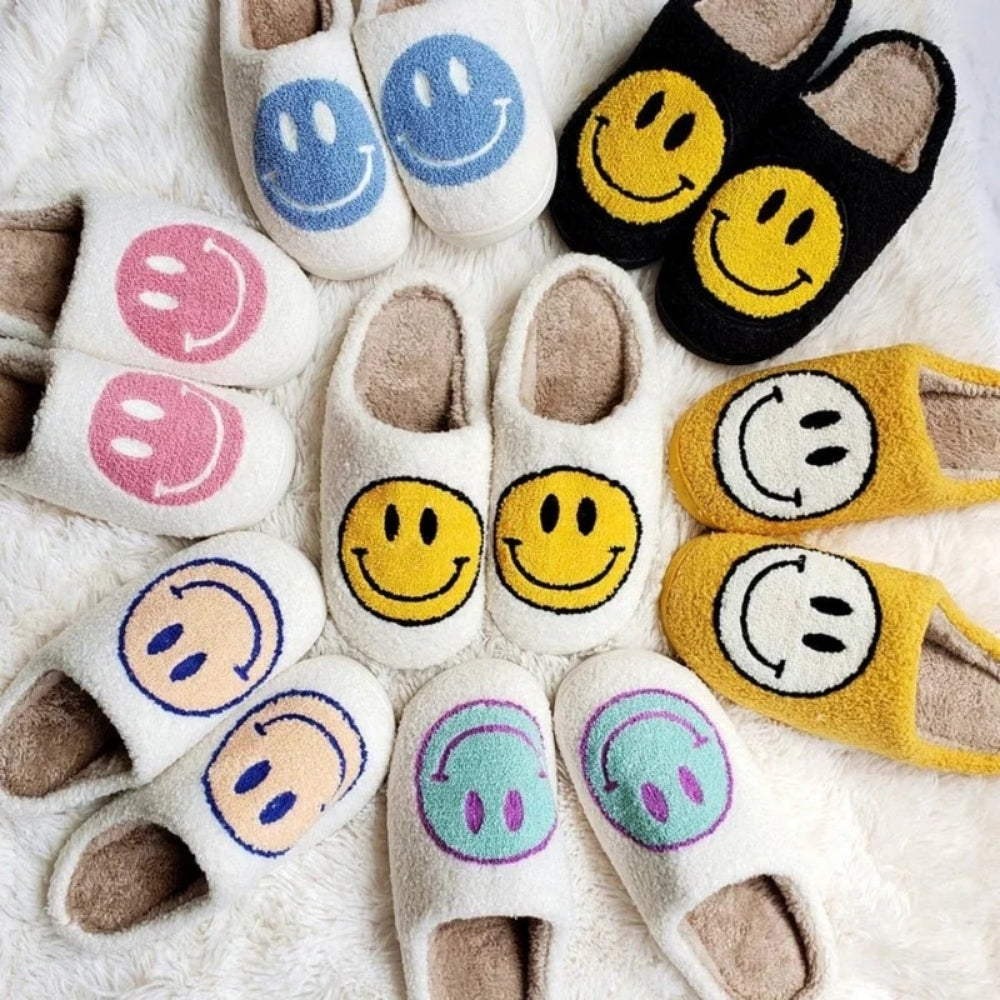 Smiley Design Slippers – Padded House Slippers for Home