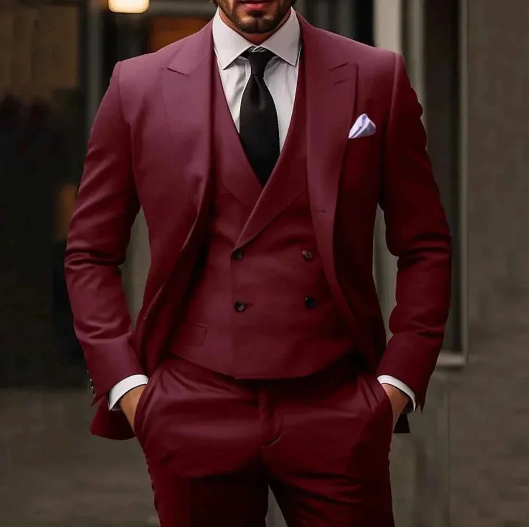 Men's Three Piece Suit Set | Regular Tailored Fit | Jacket Vest & Trousers | Business Wedding Formal Occasion Wear