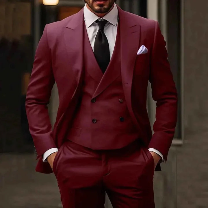 Men's Three Piece Suit Set | Regular Tailored Fit | Jacket Vest & Trousers | Business Wedding Formal Occasion Wear