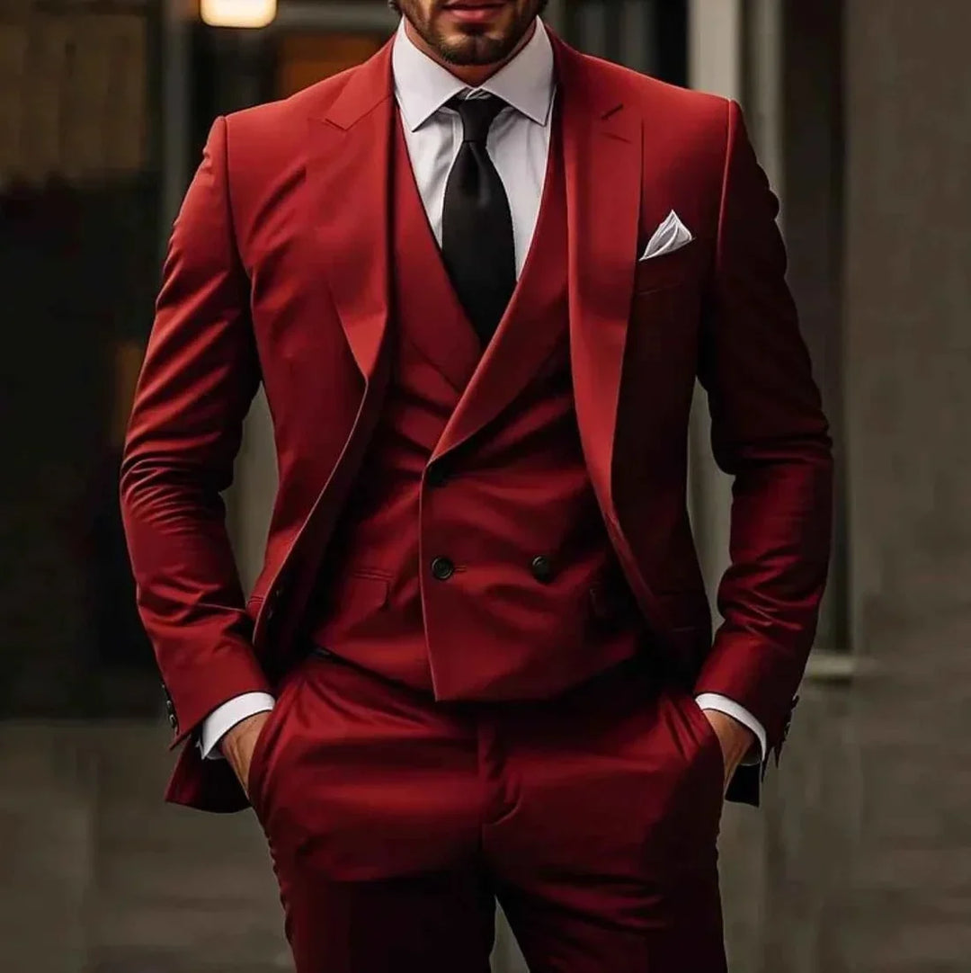Men's Three Piece Suit Set | Regular Tailored Fit | Jacket Vest & Trousers | Business Wedding Formal Occasion Wear