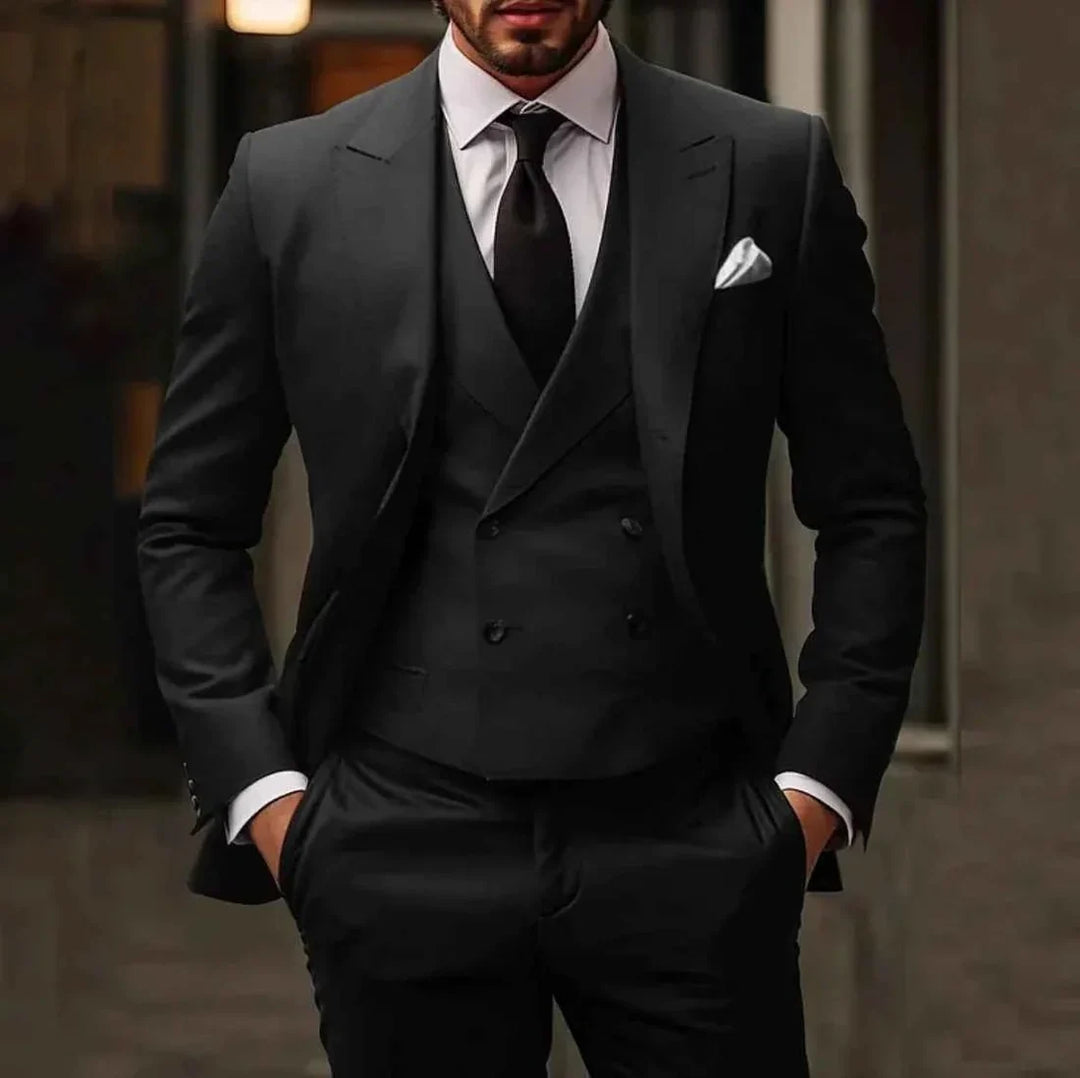 Men's Three Piece Suit Set | Regular Tailored Fit | Jacket Vest & Trousers | Business Wedding Formal Occasion Wear