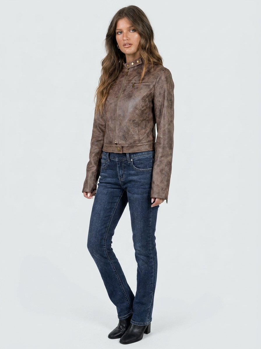 Alessia Cropped Moto Faux Leather Jacket