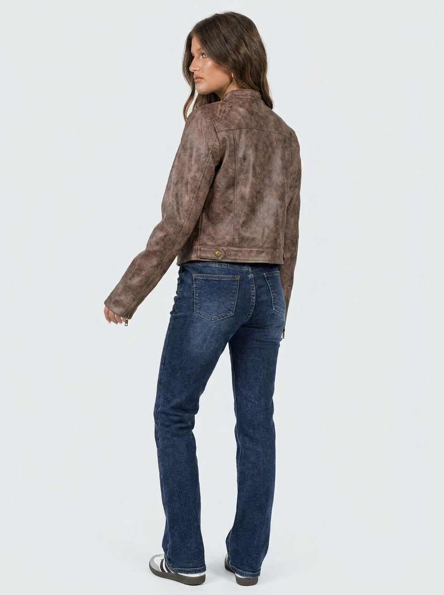 Alessia Cropped Moto Faux Leather Jacket