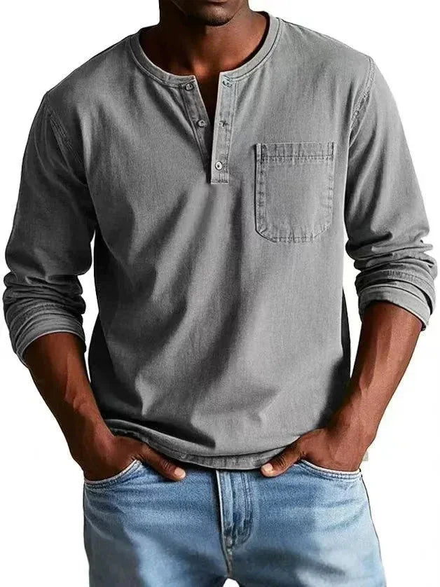 Vintage Henley Shirt for Men