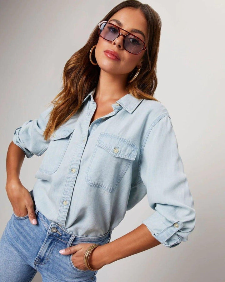 Klassisches Jeanshemd Damen - Cecile LavelleHellblau