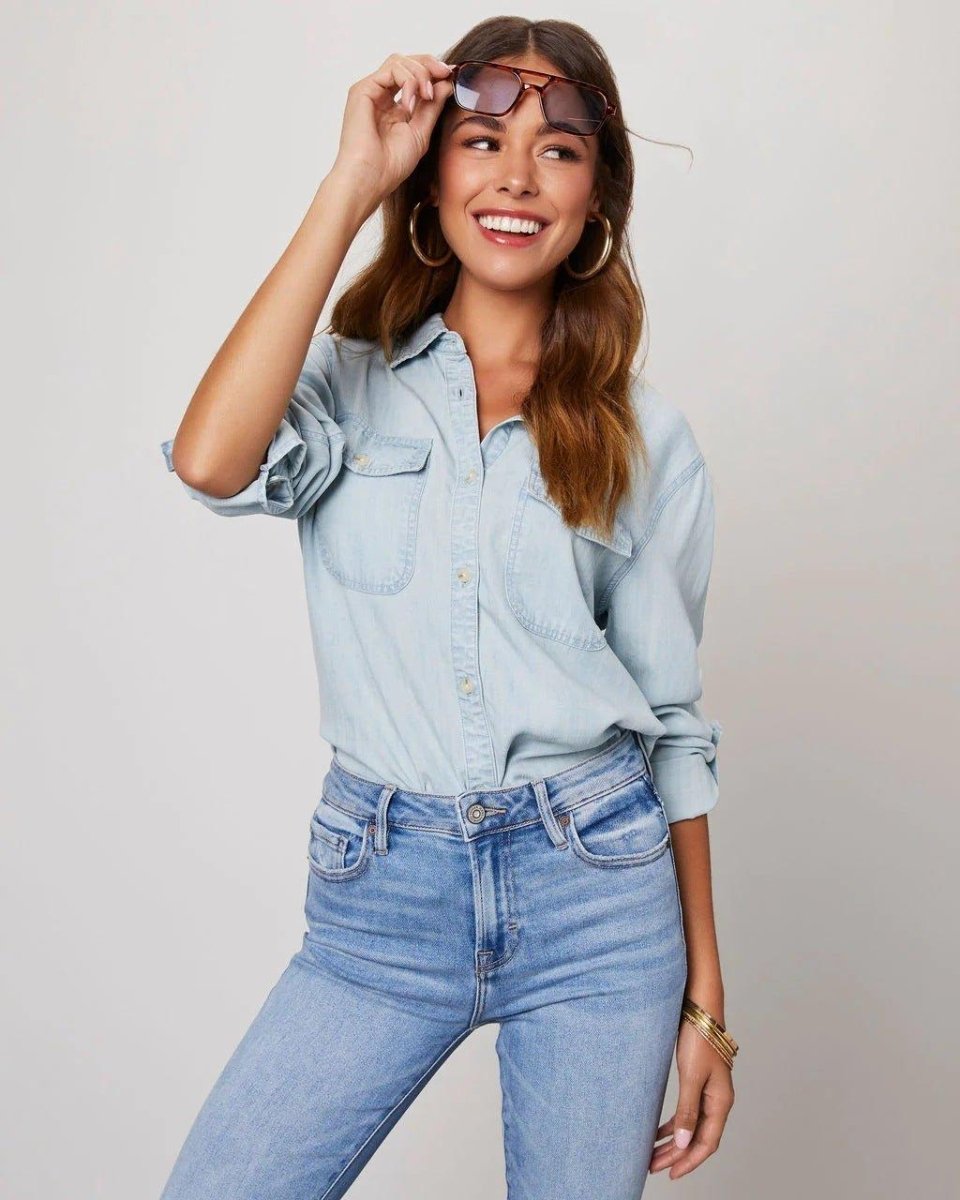 Klassisches Jeanshemd Damen - Cecile LavelleHellblau