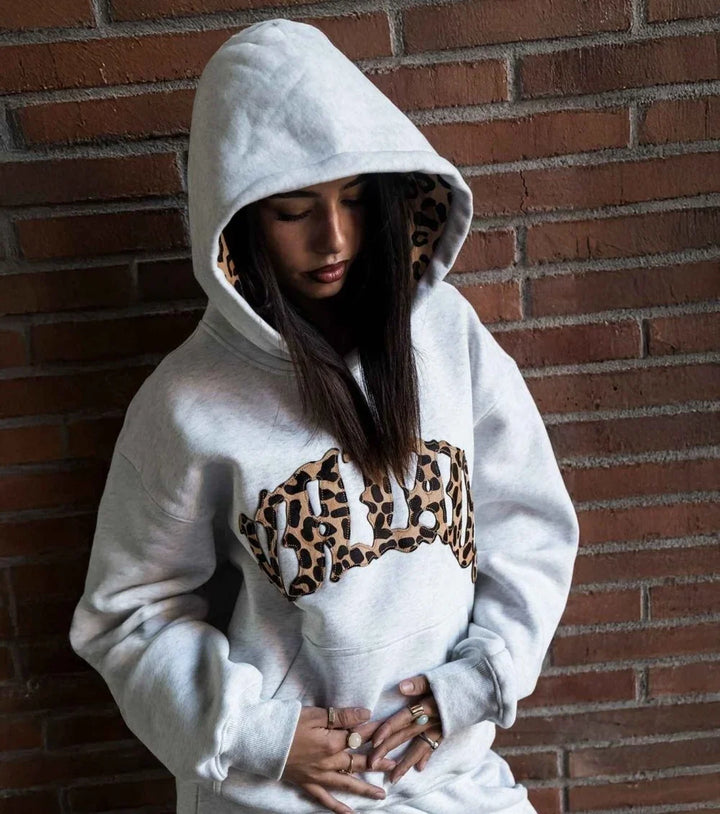 Women's Leopard Print Hoodie | Oversized Relaxed Fit Sweatshirt | Hooded Pullover with Kangaroo Pocket | Streetwear Casual Wear