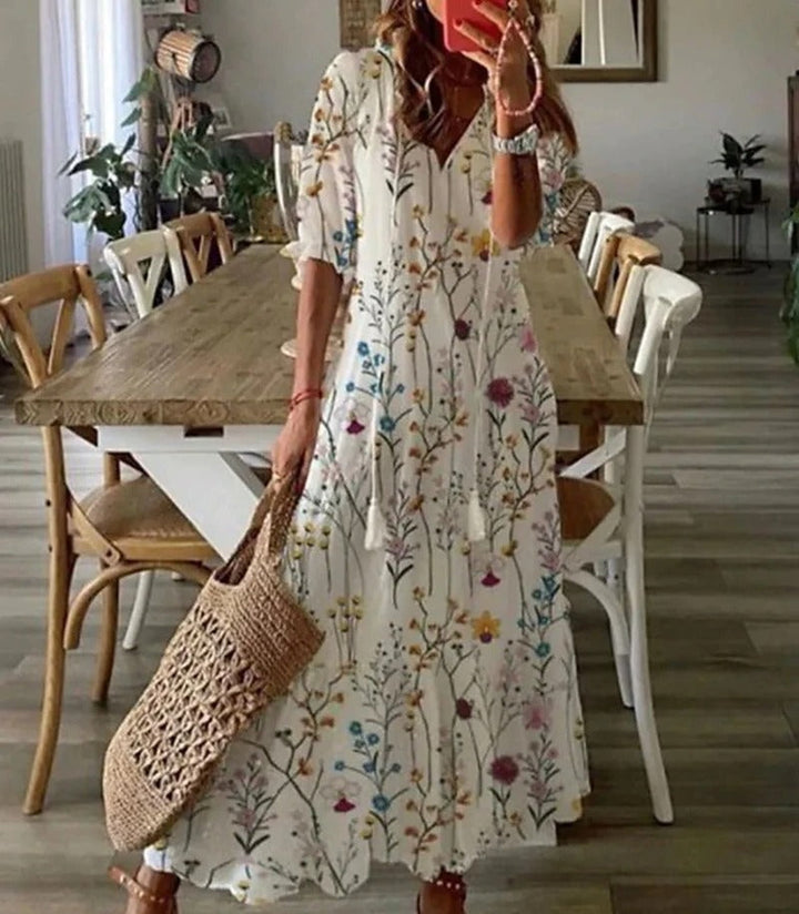 Women's Floral Print V-Neck Summer Dress